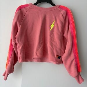 Aviator Nation Pink Fleece Cropped Sweatshirt